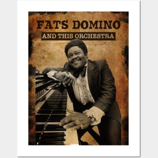 Vintage Old Paper 80s  Style Fats Domino And The Orchestra Posters and Art